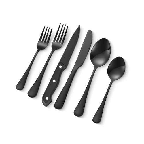 

VEVOR Set di Posate in Acciaio Inossidabile per Uso Alimentare, Set Posate Altamente Lucide, Stoviglie in Lavastoviglie, Servizio 8 Persone, Coltello Forchetta Cucchiaio 48 Pezzi in Nero