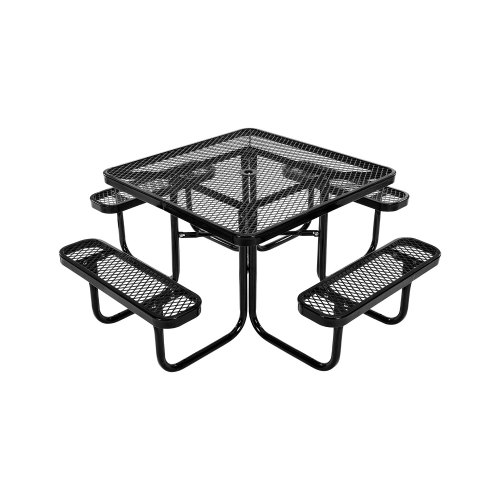 

VEVOR Tavolo da Picnic da 1160 mm, Set di Mobili da Pranzo per Patio Resistente alle Intemperie, Tavoli in Acciaio Rivestito per Impieghi Gravosi con Foro per Ombrellone, per Giardino, Cortile, Nero