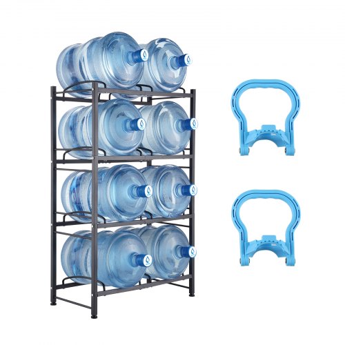 

VEVOR Portabottiglie a 4 Livelli, Portabottiglie in Ferro da 18,9 L, Portabottiglie a Doppio Livello per 8 Bottiglie, Portabrocche per Acqua Resistente per Cucina, Ufficio, Soggiorno, Argento