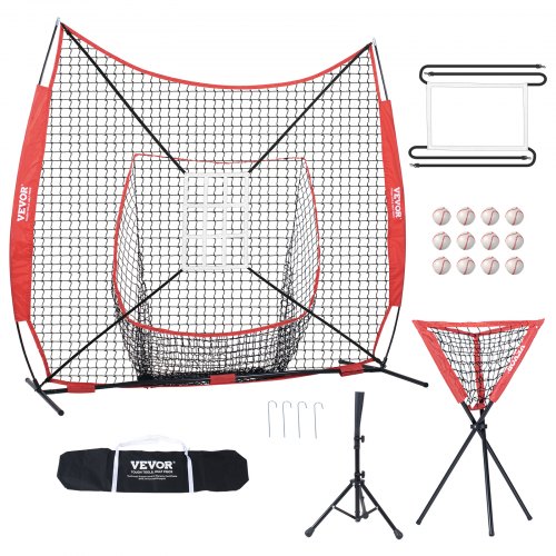 

VEVOR Rete da allenamento per softball da baseball, 7x7 piedi, Rete da allenamento portatile per colpire, catturare, lanciare, Attrezzatura antiretro con telaio per arco, 12 palline