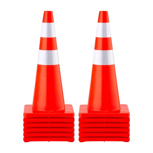 

VEVOR Coni di Sicurezza, Altezza 73 cm, Coni Traffico Arancione in PVC da 12 Pezzi con 2 Collari Riflettenti e Base Pesata, Utilizzati per il Controllo del Traffico, il Parcheggio Stradale