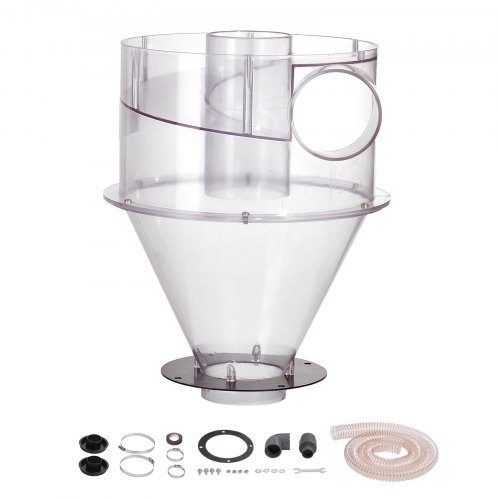

VEVOR Separatore Polveri Ciclonico, Filtro Collettore di Polveri Ciclonico in ABS da 101,6 mm, con Adattatore da 50 mm, Tubo da 2 m, per Aspirapolveri a Umido/Secco, Adatto a Serbatoio 18,9-37,85 L