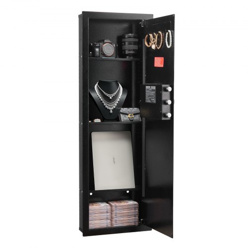 

VEVOR Cassaforte a Muro da 103 x 370 x 1100 mm con Password e Chiave, Alloggiamento Integrato in Acciaio Laminato a Freddo Q235 con Ripiani Regolabili e Illuminazione a LED, per Denaro, Gioielli