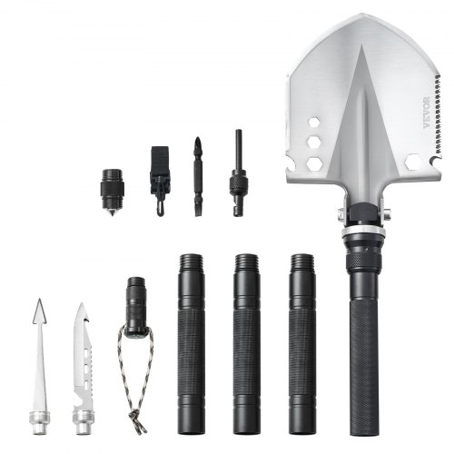 

VEVOR Pala da Sopravvivenza, Pala da Campeggio Pieghevole Multiutensile, Pala Compatta Portatile, Multifunzione per Attività all'Aperto e Sopravvivenza, Accessori 13 Pezzi