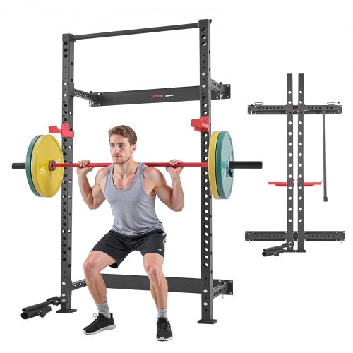 

VEVOR Basic Power Rack per Allenamento da Palestra Domestica, Attrezzatura per l'Allenamento della Forza, Ganci a J Regolabili e Barra per Trazioni per Palestra Domestica, Capacità di 453 kg