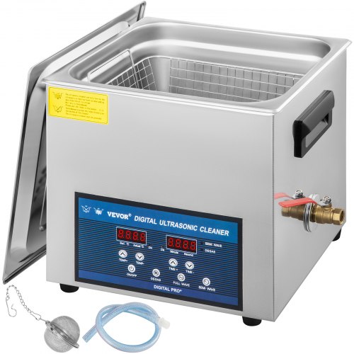 

VEVOR Pulitore ad Ultrasuoni a Doppia Frequenza, 10L Pulitore Ultrasuoni con Riscaldatore 28 / 40KHz, Macchina per la Pulizia in Acciaio Inossidabile, per Parti di Gioielli, Occhiali, Denture ecc.