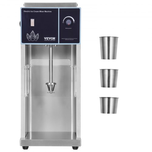 

VEVOR Frullatore per Gelato 400 W Macchina per Gelato in Acciaio Inossidabile 304 ad Alta Velocità, 4200 Giri/Min Regolazione Continua della Velocità, 3 Tazze Manuali, Prepara Vari Gusti di Gelato