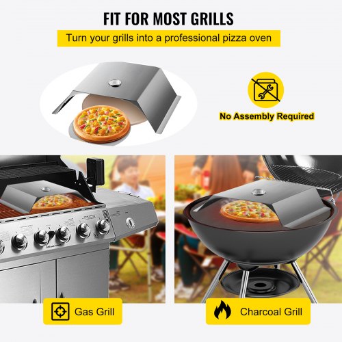 VEVOR VEVOR 3 Set Forno Pizza o BBQ Forno per Grill per Pizza Argento 48 x  35 x 17 cm | VEVOR IT