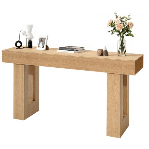 

VEVOR Tavolino Console da Ingresso da 160 x 35 x 85 cm, Carico di 60 kg Rettangolare Stretto in Truciolato per Corridoio, Camera da Letto, Soggiorno, Tavolo Stretto Dietro Divano, Legno Naturale