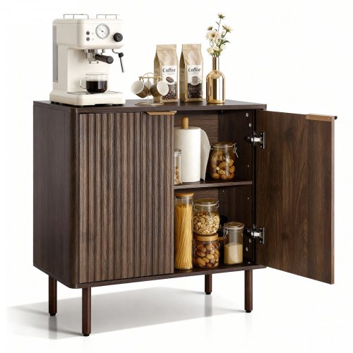 

VEVOR Armadietto Portaoggetti da Salotto con 2 Ripiani, Credenza Mobile Contenitore in Stile Medievale per Soggiorno, Mobiletto Portaoggetti 80 x 37,5 x 80 cm Carico del Tavolo 30 kg Legno di Noce