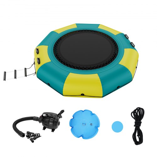 

VEVOR Rimbalzatore gonfiabile dell'acqua, trampolino ricreativo dell'acqua 10 piedi, piattaforma di rimbalzo con scala pompa per piscina, lago, sport acquatici