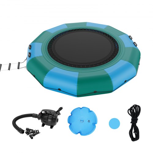 

VEVOR Rimbalzatore gonfiabile dell'acqua, trampolino ricreativo dell'acqua 12 piedi, piattaforma portatile del nuoto di rimbalzo con scala 3 gradini la pompa elettrica, trampolino gonfiabile piscina