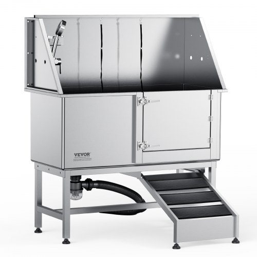 

VEVOR Vasca da Bagno per Cani Animali Vasca di Doccia per Animali Domestici in Acciaio Inox con Rampa Lunghezza max.127 cm Carico max. circa 150 kg, Vasca Doccia per Toelettatura per Cani con Rampa