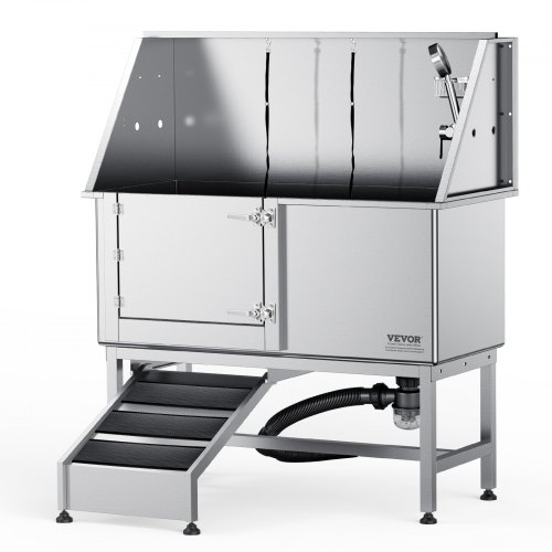 

VEVOR Vasca da Bagno per Cani Animali Vasca di Doccia per Animali Domestici in Acciaio Inox con Rampa Lunghezza max.127 cm Carico max. circa 150 kg, Vasca Doccia per Toelettatura per Cani con Rampa