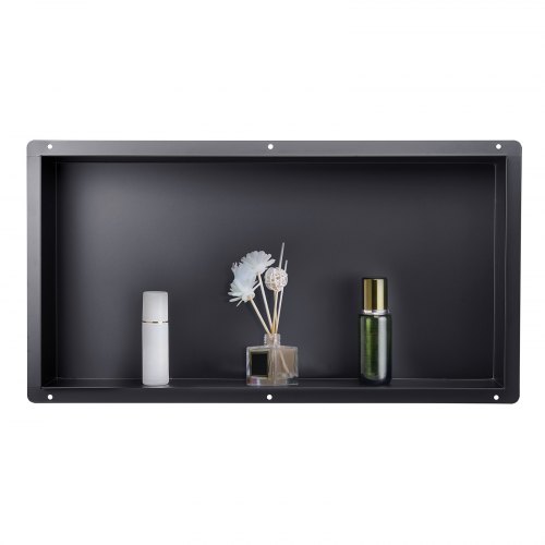 

VEVOR Nicchia per Doccia, 33,0 x 63,5 x 10,2 cm, Nicchia Durevole in Acciaio Inossidabile da Incasso a Parete, Robusto Porta Sapone e Shampoo, Sigillato Impermeabile, Singolo Strato, Nero