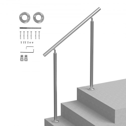 

VEVOR Corrimano per Gradini Esterni, Kit Corrimano per Scale 100 cm Lunghezza, Ringhiere di Transizione in Acciaio Inox con Kit di Installazione, Corrimano Scale Doppia Colonna per Veranda e Terrazza