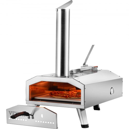 

VEVOR Forno Esterno 304 mm Portatile Legno Accessori Pizza da Campeggio Argento