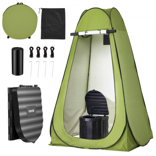 

VEVOR Kit WC da Campeggio Pieghevole con Tenda, Toilette da Campeggio Portatile Pieghevole per Campeggio Viaggio Escursionismo Carico max. 150 kg, Borsa da Trasporto Sacchi per Spazzatura