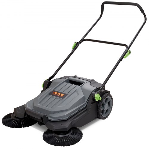 

VEVOR Spazzatrice per pavimenti a terra manuale, larghezza 65cm Spazzatrice per pavimenti manuale, contenitore per rifiuti da 18,9L, maniglia in angolazione e altezza, cortile, garage, patio
