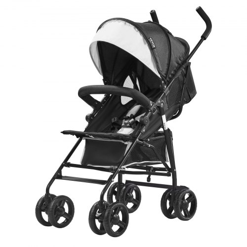 

VEVOR Passeggino Leggero, 1170 x 340 x 240 mm Passeggino per Bambini a Ombrello, Schienale Reclinabile Multiposizione, Telaio in Acciaio Carbonio, Ampio Cestino Portaoggetti, per Viaggi, Nero/Bianco