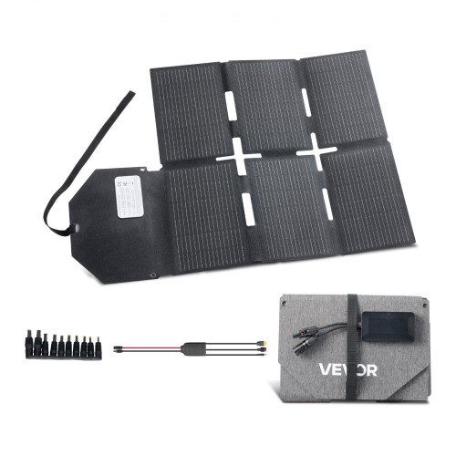 

VEVOR Caricabatterie Solare Pieghevole 60 W, Pannello Solare Monocristallino Tipo N da 16 BB, Portatile con Uscita MC4, Porte Type-C, USB-A per Centrali Elettriche, Campeggio, Escursionismo