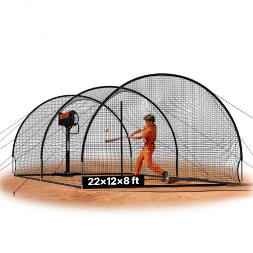 

VEVOR Gabbia da Battuta Portatile Indipendente da Baseball 6780 x 3700 x 2400 mm, con Poliestere Senza Nodi a 4 Strati e Apertura per Macchina da Lancio, Rete da Softball per Interni ed Esterni