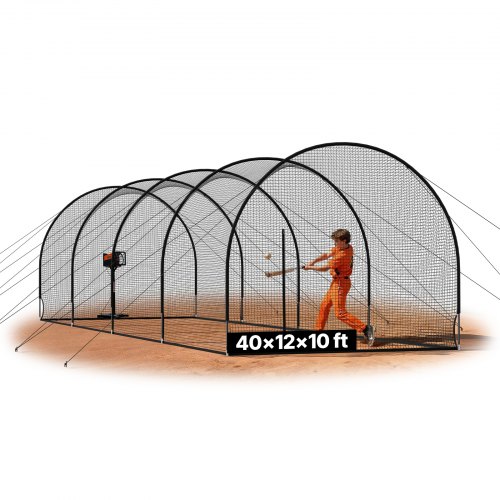 

VEVOR Gabbia da Battuta Portatile Indipendente da Baseball 12200 x 3700 x 3050 mm, con Poliestere Senza Nodi a 4 Strati e Apertura per Macchina da Lancio, Rete da Softball per Interni ed Esterni