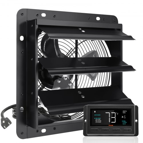 

VEVOR Ventilatore di Scarico con Serranda, 254 mm 1400 m³/h Regolatore di Temperatura Umidità, Motore EC, con Montaggio Parete Velocità Variabile, Ventilazione e Raffreddamento per Serre, Garage
