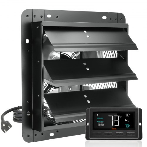 

VEVOR Ventilatore di Scarico con Serranda, 1500 m³/h 305 mm Regolatore di Temperatura Umidità, Motore EC, con Montaggio Parete Velocità Variabile, Ventilazione e Raffreddamento per Serre, Garage