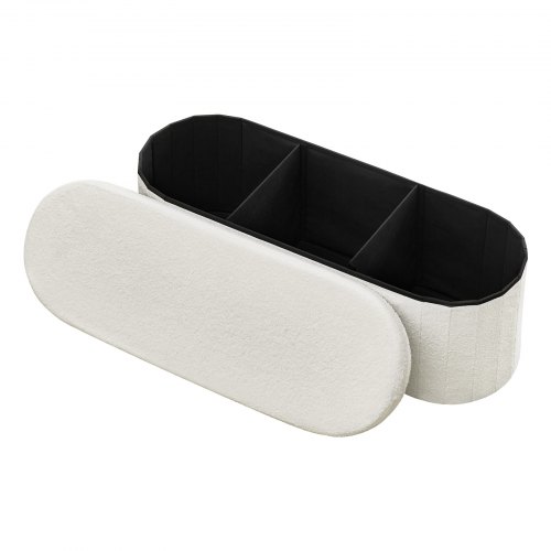 

VEVOR Panca Contenitore Ovale Cassapanca Portaoggetti Panca Pieghevole Imbottita Carico 299,37 kg per Letto con Ampio Spazio di Stoccaggio, per Soggiorno, Ingresso, Camera da Letto, Beige