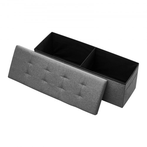 

VEVOR Panca Contenitore Pieghevole Panca a Fine Letto Carico 299,37 kg con Tasche Laterali Contenitore Imbottito Pieghevole, Pouf Letto in Lino con Ampio Spazio per Soggiorno, Grigio