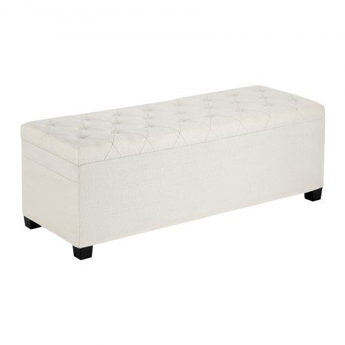 

VEVOR Panca Contenitore, Panca con Bottoni Trapuntati e Tasche Laterali, Contenitore Imbottito Ribaltabile con Struttura in Metallo, Pouf da Letto in Lino per Soggiorno, Camera da Letto, Beige
