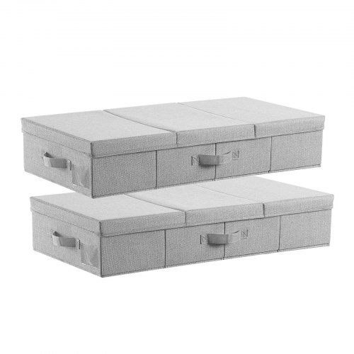 

VEVOR Contenitore Sottoletto con Coperchi, 805 x 405 x 155 mm, Organizzatore Portaoggetti Sottoletto, Contenitori Scorrevoli Pieghevoli per Vestiti, Scarpe, Coperte, Confezione da 2, 48 L