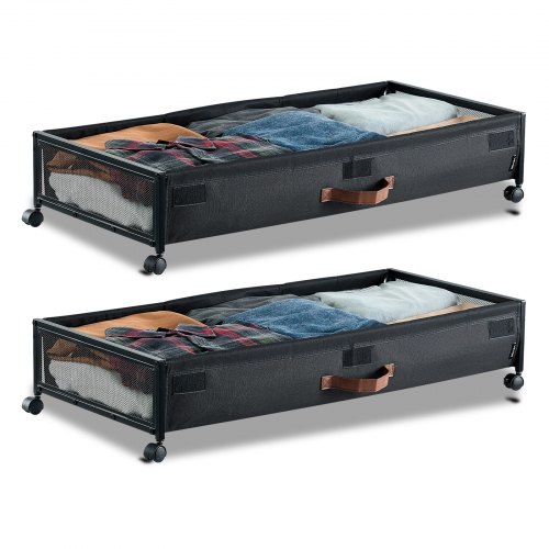 

VEVOR Contenitore Sottoletto 915 x 460 x 185 mm Contenitori Sottoletto con Quattro Rotelle Girevoli a 360° e Coperchio Trasparente, per Vestiti, Scarpe, Coperte, Camera da Letto, Confezione da 2