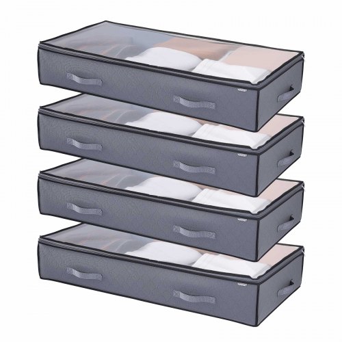 

VEVOR Contenitore Sottoletto con Coperchi Trasparenti, 996 x 500 x 180 mm, Organizzatore Portaoggetti Sottoletto, Contenitori per Vestiti, Scarpe, Coperte, Confezione da 4, 90 Litri a Basso Profilo