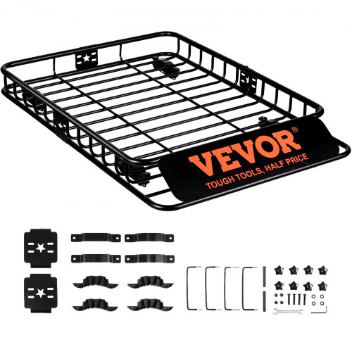 

VEVOR Cestello Portabagagli da Tetto Auto SUV Camion in Acciaio Q195 Capacità Massima da 90,7 kg 117,5 x 91,5 x 11 cm per Campeggio Viaggio Escursione, Cestino Portapacchi da Tetto per Auto 11,9 kg