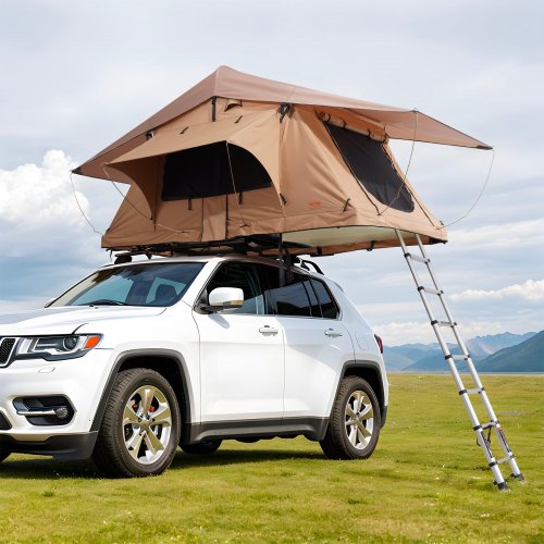 

VEVOR Tenda Pieghevole da Tetto Rigida, Tenda da Tetto Naturnest Rigida per 2-3 Persone, Tenda da Tetto Rigida con Scala Telescopica e Materasso Spesso, Impermeabile per Jeep SUV Van Pickup Truck