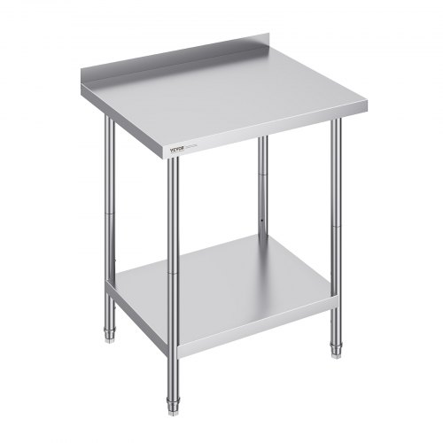 

VEVOR Tavolo da Lavoro in Acciaio Inossidabile 610 x 762 x 914 mm, con 4 Ruote, 3 Livelli di Altezza Regolabili, Tavolo Resistente per Preparazione Alimenti Ristoranti Cucina Commerciale, Argento