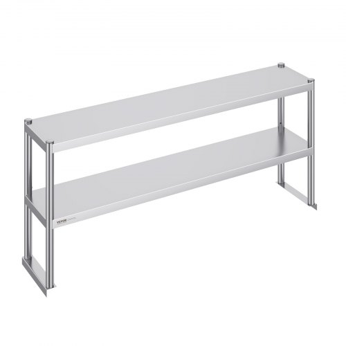 

VEVOR Scaffale a Doppio Piano 305 x 1524 x 600 mm Scaffale in Acciaio Inossidabile a Doppio Livello, Altezza Regolabile, Tavolo da Lavoro di Preparazione per Scaffale per Cucina, Ristorante, Officina