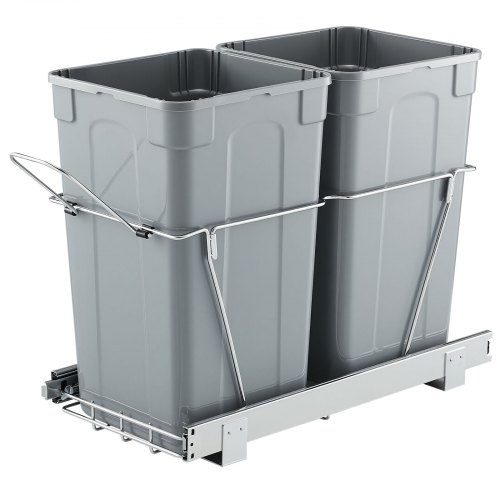 

VEVOR Pattumiera Estraibile, ca. 30,6 L x 2, Doppi Contenitori per Rifiuti da Cucina Sottotop, Cestino per la Raccolta Differenziata con Sistema Scorrevole, Estensione Completa e Maniglia Grigio