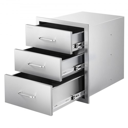 

VEVOR Cassettiera per Barbecue da Esterno da 46 x 59 x 59 cm Carico di 20 kg, Cassetti per Griglia Tripli in Acciaio Inox con Maniglie, per Cucina da Esterno o Isola per Griglia da Giardino