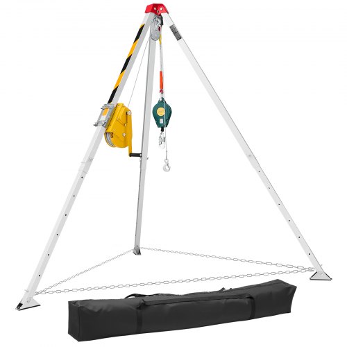 

VEVOR Kit Treppiede per Spazi Confinati, Paranco di Sollevamento per Treppiede di Salvataggio per Impieghi Gravosi, Verricello da 1179 kg, Lunghezza Gambe Regolabili da 1,34 a 2,15 m, Cavo da 30 m
