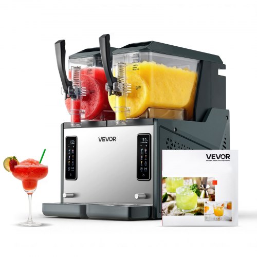 

VEVOR Macchina per Bevande Ghiacciate Granite Serbatoio Doppio 2 x 4 Litri da 455 W, Macchina Elettrica per Granite Autopulente per Preparazione Cocktail Frullati Ghiacciati, Feste, Evento, Cucina