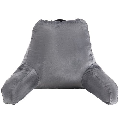 

VEVOR Cuscino da Lettura da Letto, Grande, Cuscino per Schiena con 3 Tasche e Panno in Velluto Corto Lavabile, con Schiuma di Memoria Triturato, per Guardare TV, Leggere e Giocare, Grigio
