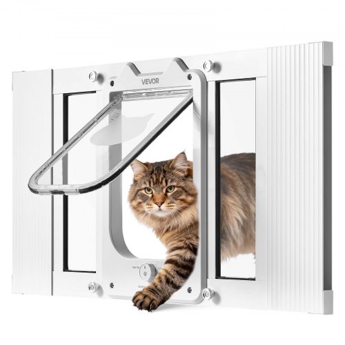 

VEVOR Porta per Gatti da Finestra, Regolabile per Adattarsi a Finestre di Larghezza Compresa tra 585 mm e 710 mm, 4 Modalità di Chiusura di Sicurezza, Telaio in Alluminio e Vetro ad Alta Trasparenza