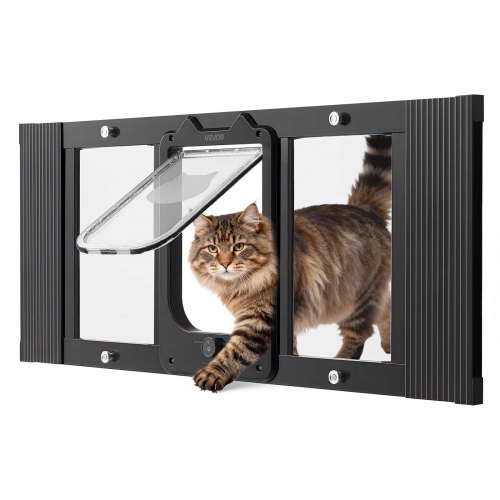 

VEVOR Porta per Gatti per Finestra da 914 x 388 x 40 mm, 4 Modalità di Chiusura di Sicurezza, Telaio in Alluminio e Vetro ad Alta Trasparenza, per Animali Domestici Resistente alle Intemperie