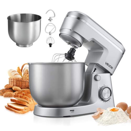 

VEVOR Impastatrice Planetaria Macchina da Cucina per la Cottura al Forno 1500 W con Ciotole in Acciaio Inox, Gancio per Impastare, Impastatrice con Inclinazione Regolabile a 10 Velocità
