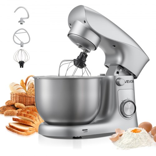 

VEVOR Impastatrice Planetaria per la Cottura al Forno, Impastatrice da 1500 W con Ciotola in Acciaio Inossidabile 4,2 L, Gancio per Impastare, Frusta, Inclinazione Regolabile a 10 Velocità