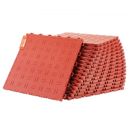 

VEVOR Piastrelle per Garage ad Incastro, Confezione da 50, Piastrelle per Pavimentazione Garage in PP, 305 x 305 x 13,4 mm, per Garage, Seminterrati, Officine di Riparazione, Rosso