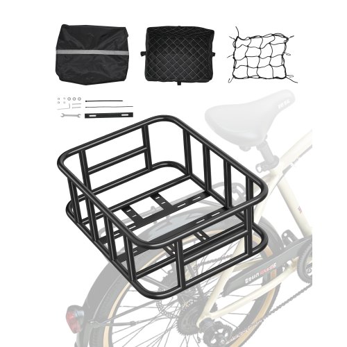 

VEVOR Cestino Posteriore per Bici Medio, con Rete di Carico, Fodera e Copertura Impermeabile, Cestino Posteriore per Trasportare Animali Frutta Alimentari, Strumenti di Montaggio Inclusi